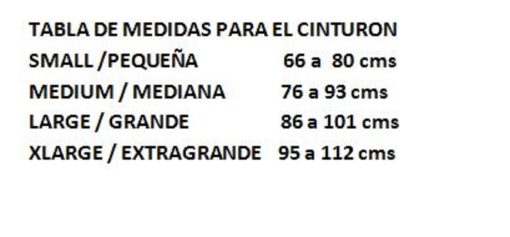 tabla de medidas de cinturón KZB